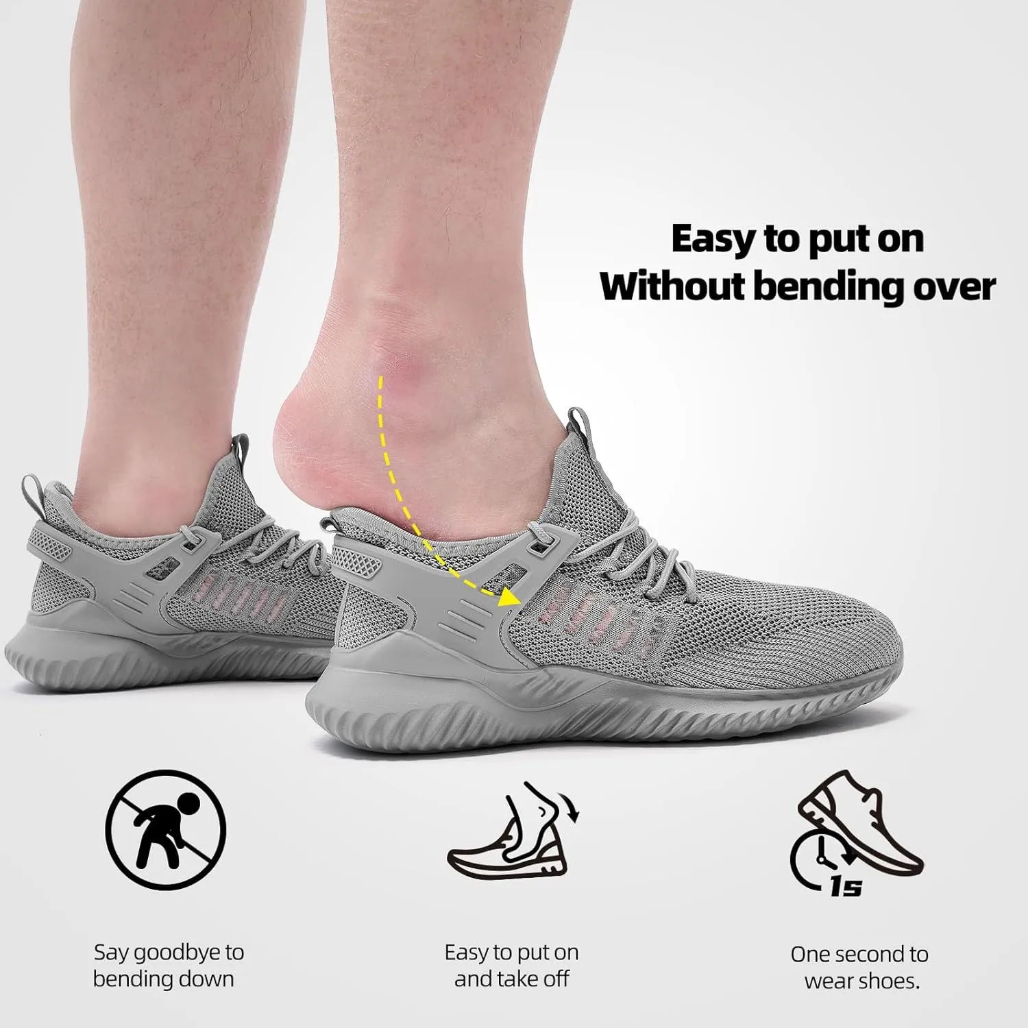 SDolphin Walking Shoes Mens Sneakers - Slip on Memory Foam Tennis Running Shoes for Athletic Workout Gym Jogging Lightweight Breathable Casual Sneakers