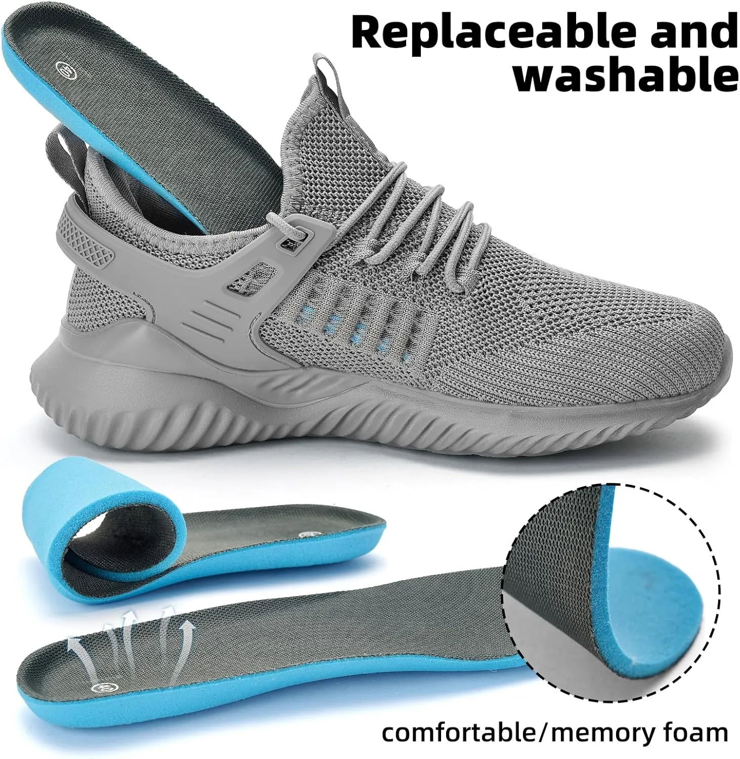 SDolphin Walking Shoes Mens Sneakers - Slip on Memory Foam Tennis Running Shoes for Athletic Workout Gym Jogging Lightweight Breathable Casual Sneakers