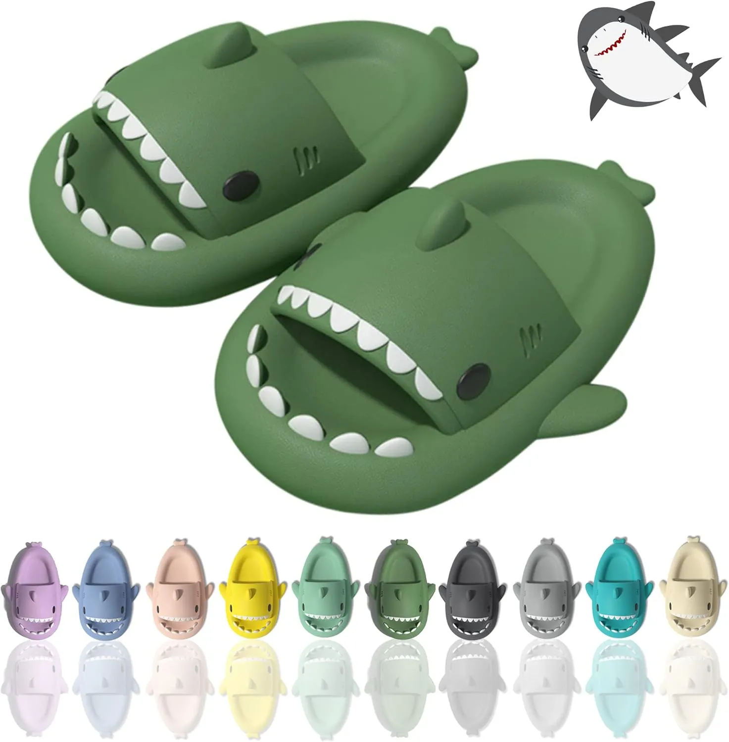 sharllen Shark Sandals Slides for Women Men Cute Novelty Cartoon Anti-Slip Open Toe Slides Summer Lightweight Shark Sandals