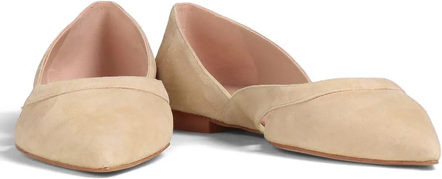 SHODENSE Women Comfortable Cut Out Flats Pointed Closed Toe Ballet Flats Slip On D'Orsay Flat Heeled Dress Shoes Ladies Driver Office Flat Shoes Party Street Casual Concise Stylish 4-11 M US