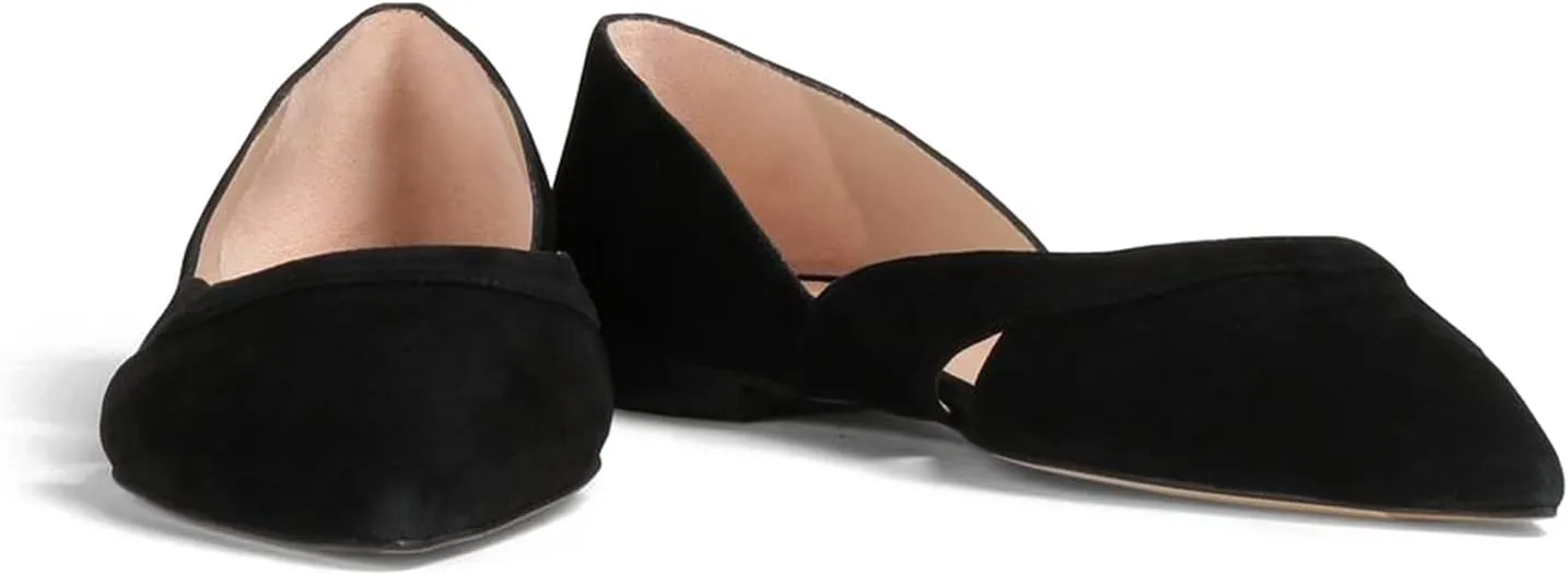 SHODENSE Women Comfortable Cut Out Flats Pointed Closed Toe Ballet Flats Slip On D'Orsay Flat Heeled Dress Shoes Ladies Driver Office Flat Shoes Party Street Casual Concise Stylish 4-11 M US