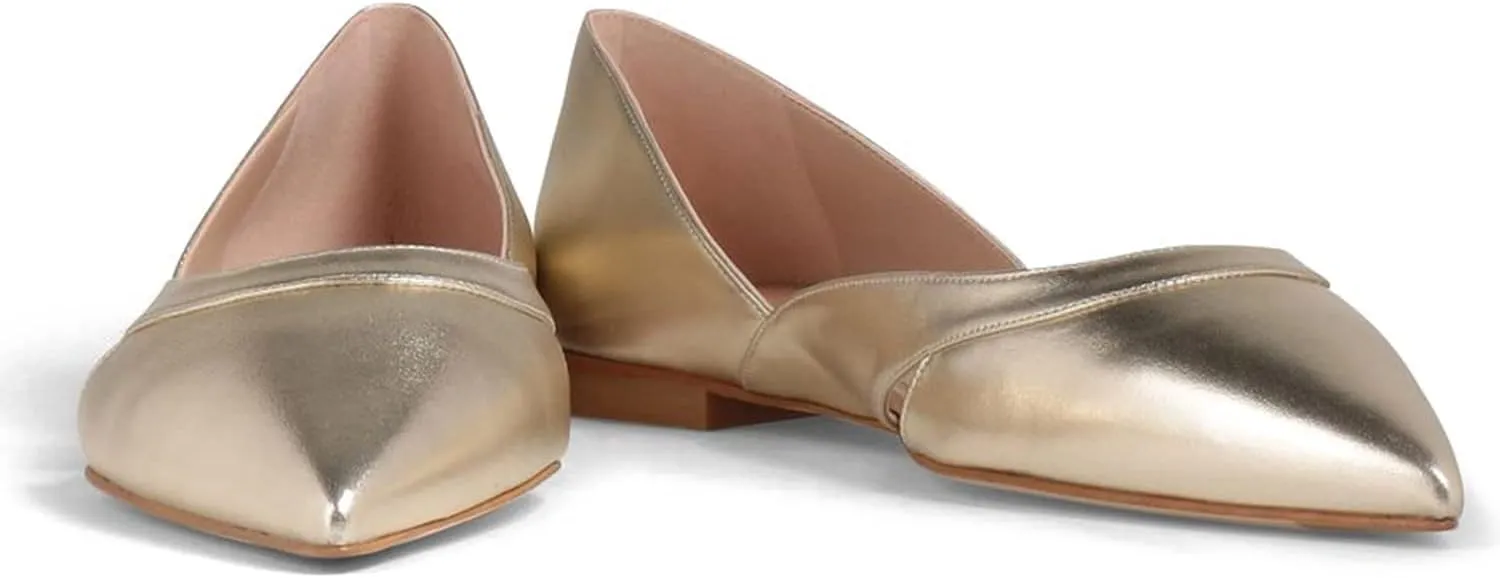 SHODENSE Women Comfortable Cut Out Flats Pointed Closed Toe Ballet Flats Slip On D'Orsay Flat Heeled Dress Shoes Ladies Driver Office Flat Shoes Party Street Casual Concise Stylish 4-11 M US