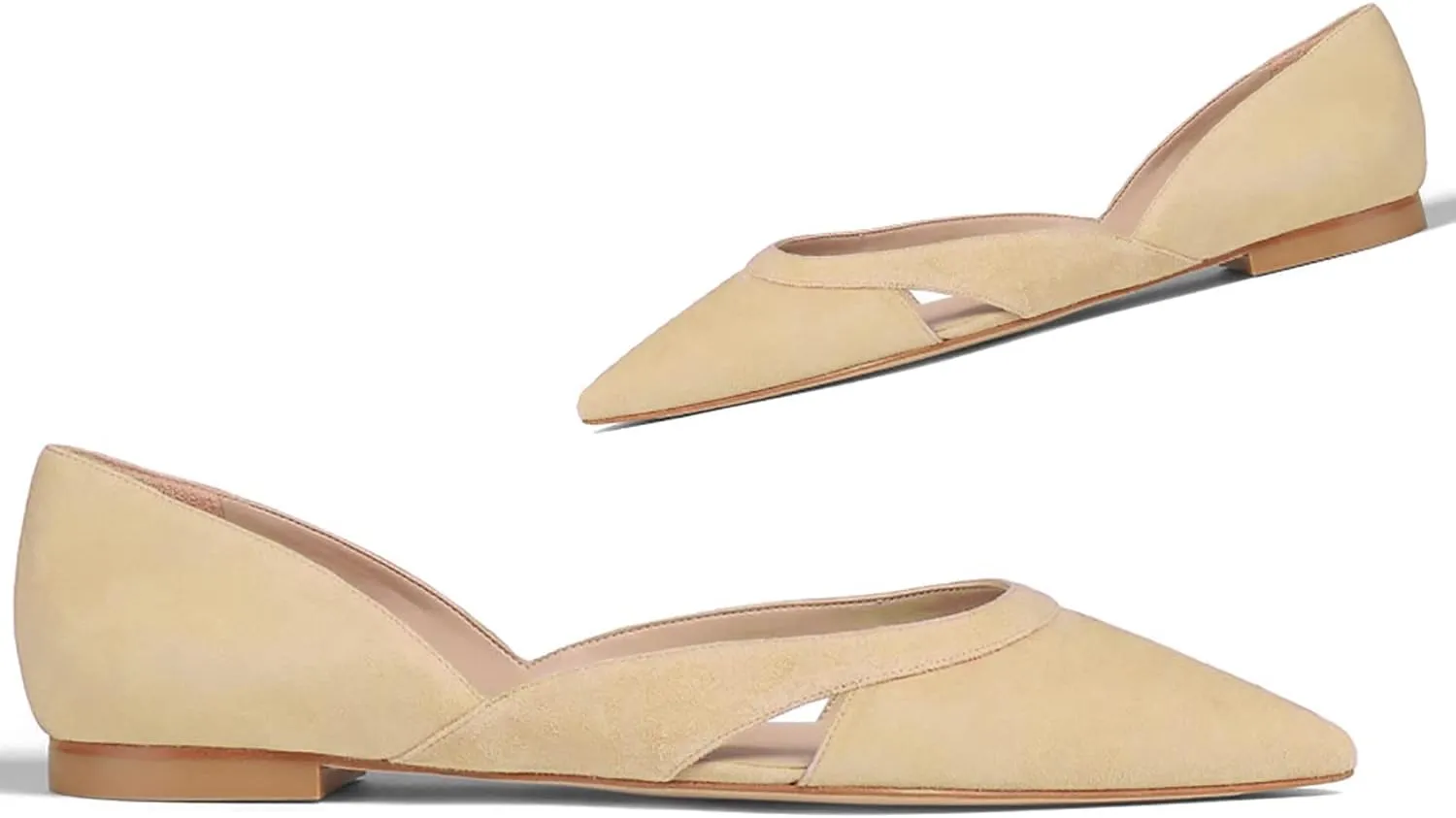 SHODENSE Women Comfortable Cut Out Flats Pointed Closed Toe Ballet Flats Slip On D'Orsay Flat Heeled Dress Shoes Ladies Driver Office Flat Shoes Party Street Casual Concise Stylish 4-11 M US