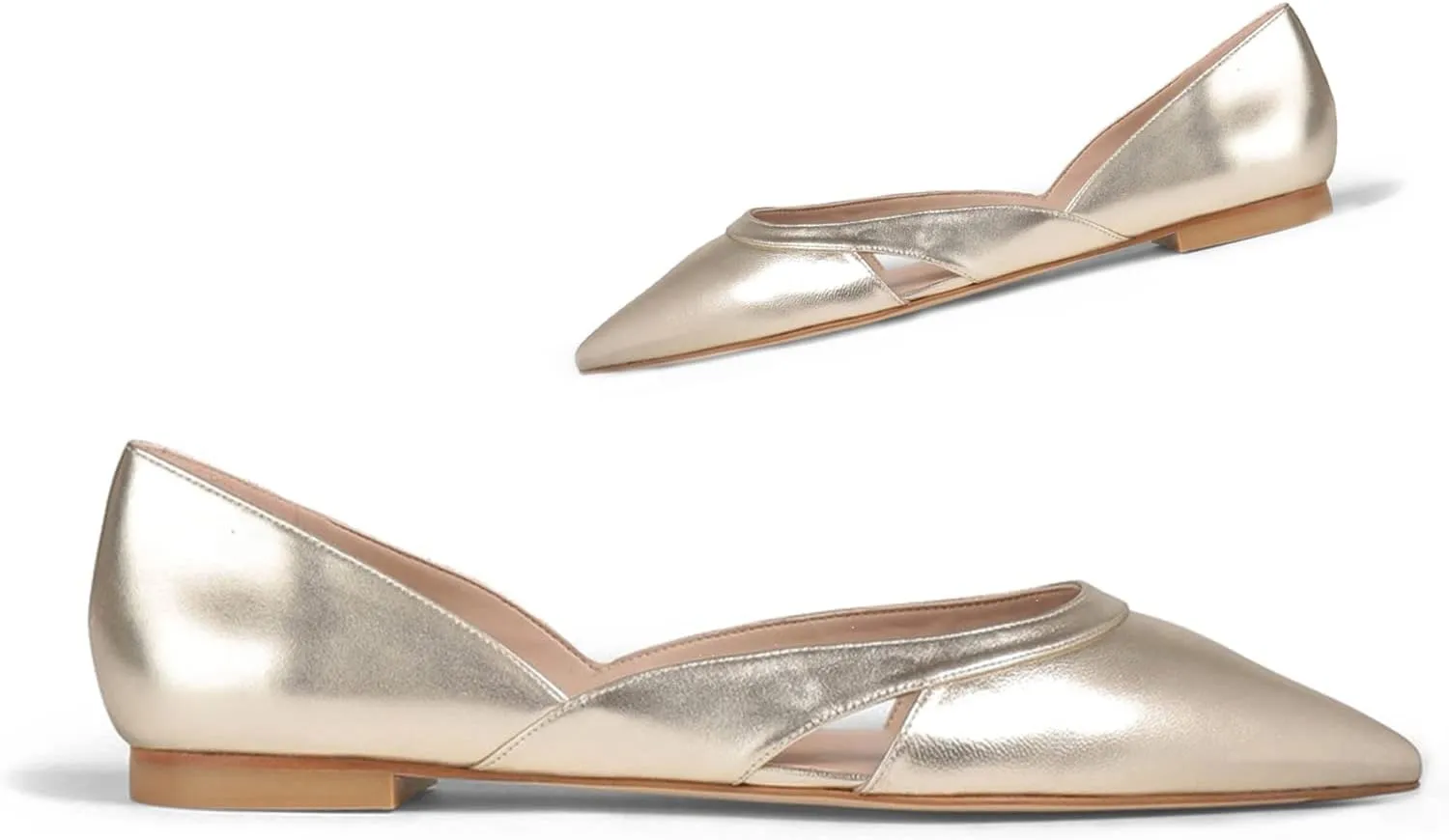 SHODENSE Women Comfortable Cut Out Flats Pointed Closed Toe Ballet Flats Slip On D'Orsay Flat Heeled Dress Shoes Ladies Driver Office Flat Shoes Party Street Casual Concise Stylish 4-11 M US