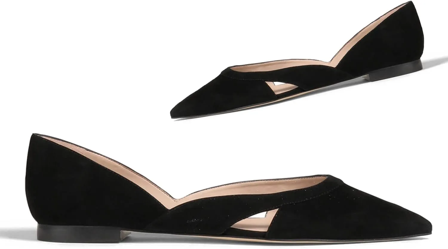 SHODENSE Women Comfortable Cut Out Flats Pointed Closed Toe Ballet Flats Slip On D'Orsay Flat Heeled Dress Shoes Ladies Driver Office Flat Shoes Party Street Casual Concise Stylish 4-11 M US