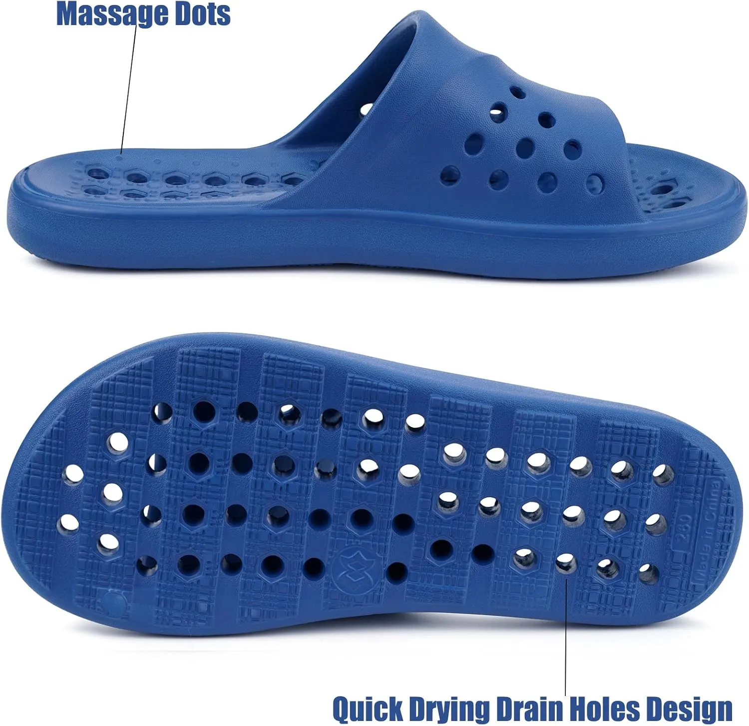 Shower Shoes for Womens Mens Massage Pool Slides with Arch Support Quick Drying Beach Sandals Non Slip Summer Bathroom Indoor House Slippers with Drain Holes