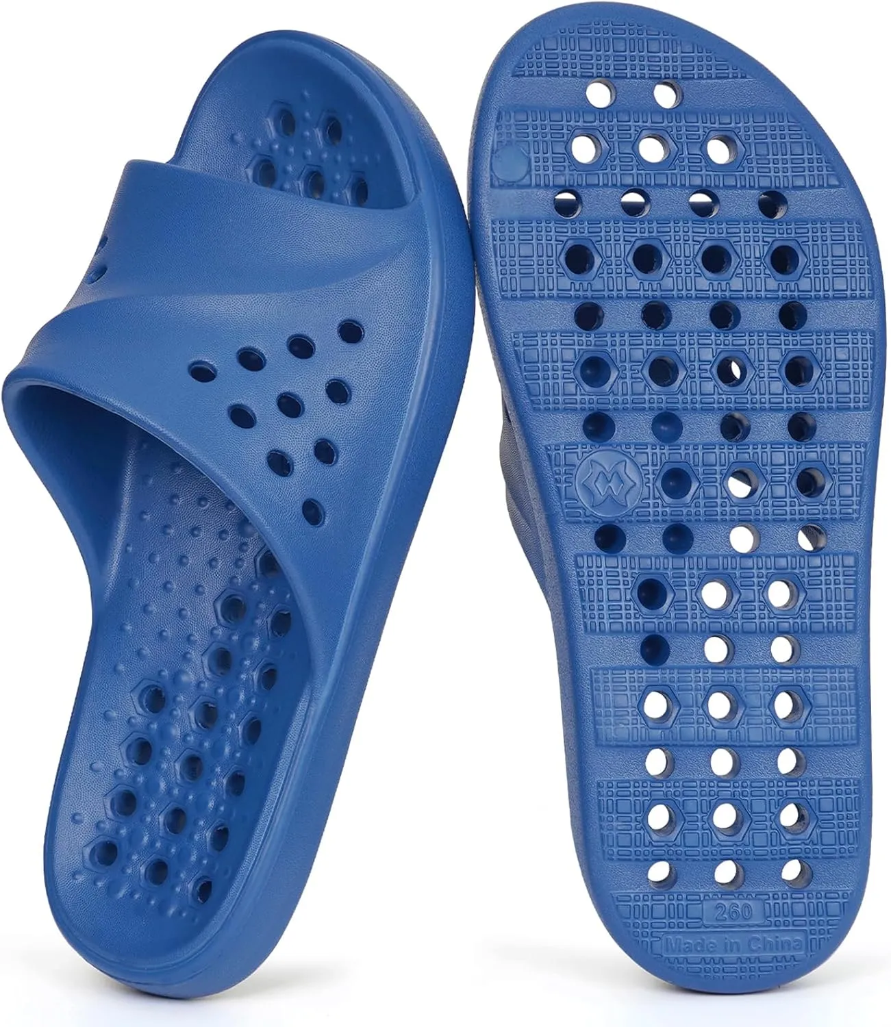 Shower Shoes for Womens Mens Massage Pool Slides with Arch Support Quick Drying Beach Sandals Non Slip Summer Bathroom Indoor House Slippers with Drain Holes