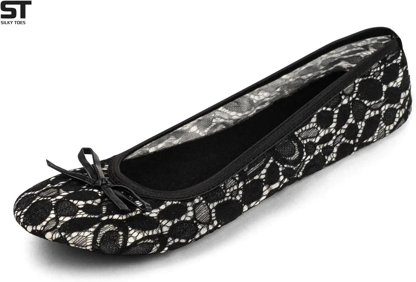 Silky Toes Women’s Foldable Lace Wedding Flats Comfortable Bridal Dressy Shoes