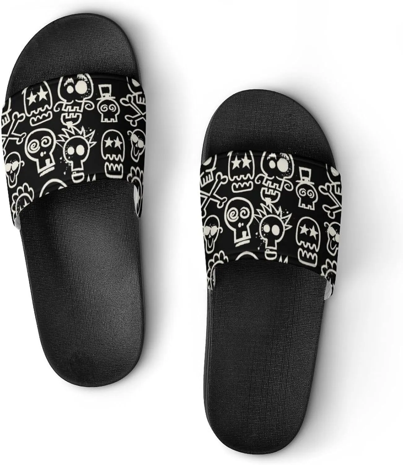 Skull PVC Sandals Men's Women Casual Slippers House Lightweight Loafers Quick Drying Washable Beach Open
