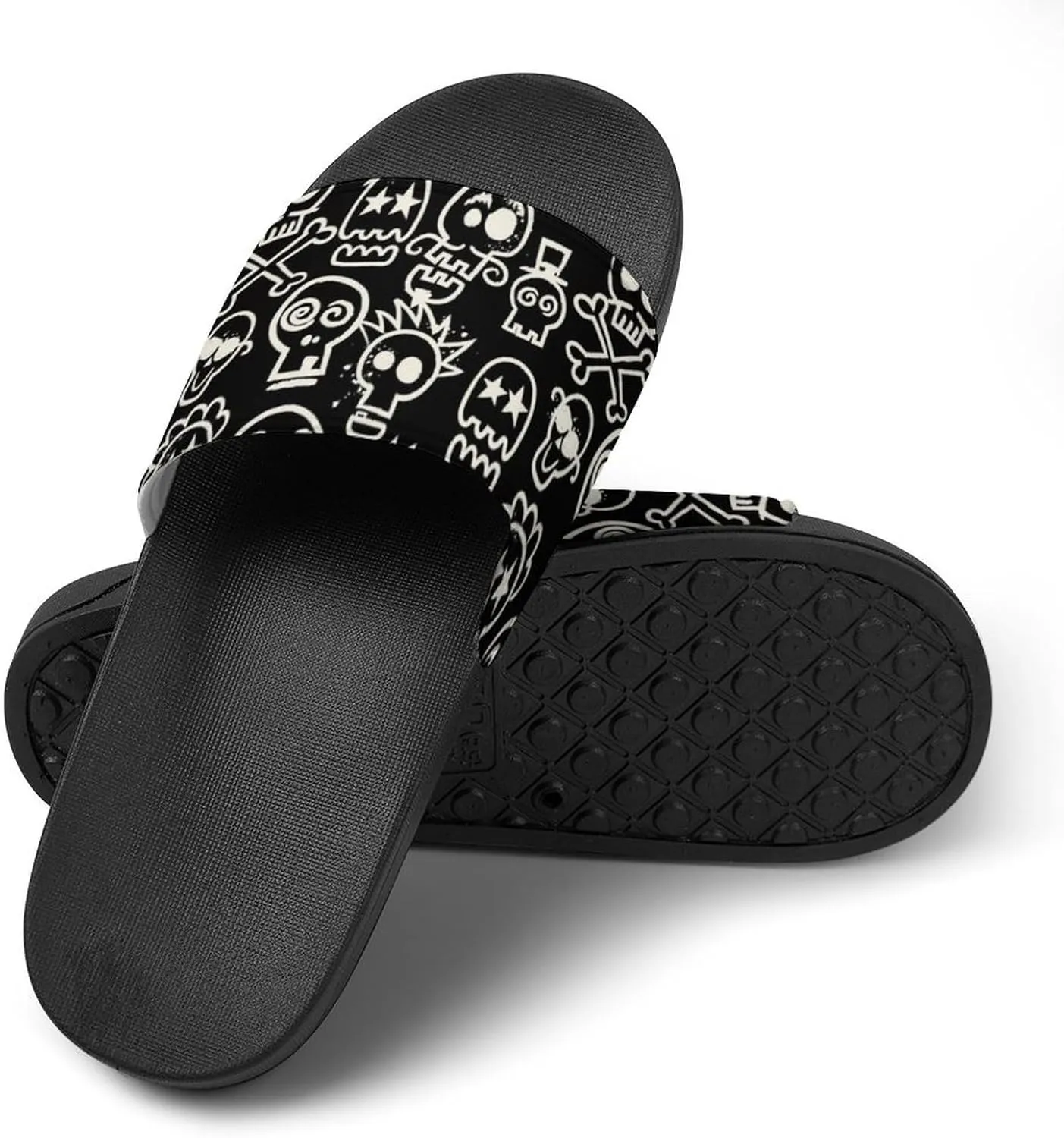Skull PVC Sandals Men's Women Casual Slippers House Lightweight Loafers Quick Drying Washable Beach Open
