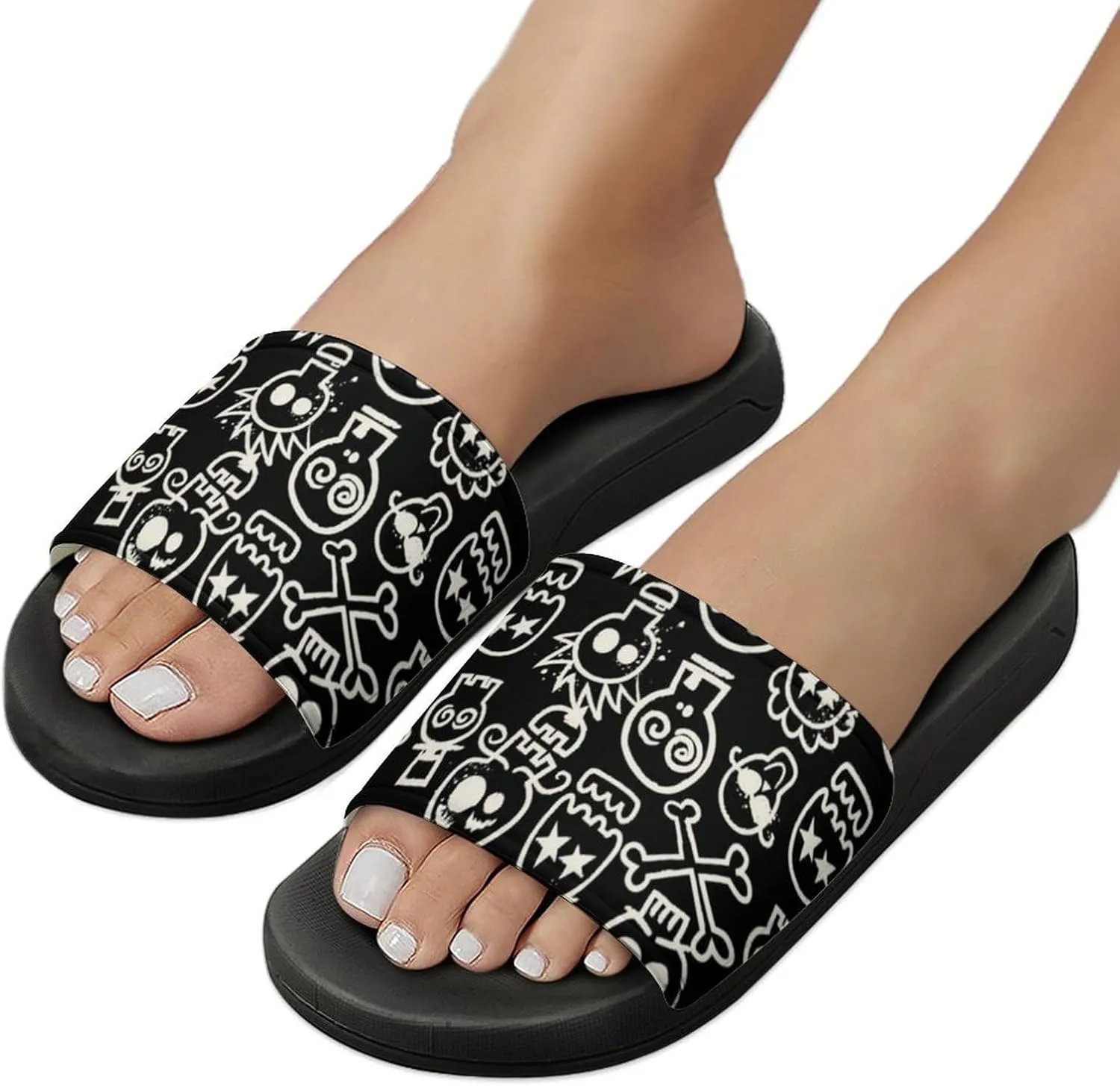 Skull PVC Sandals Men's Women Casual Slippers House Lightweight Loafers Quick Drying Washable Beach Open
