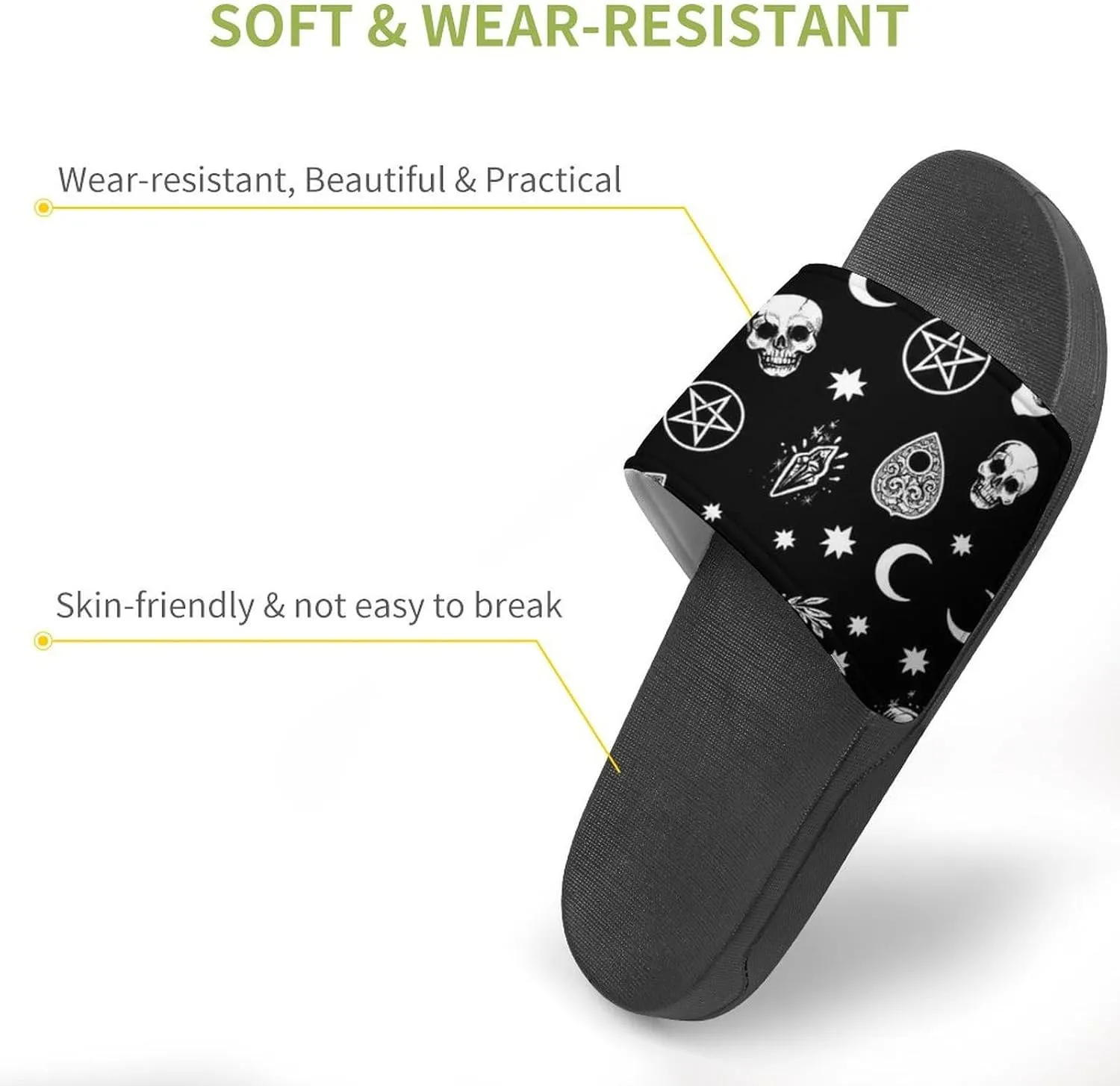 Skull PVC Sandals Men's Women Casual Slippers House Lightweight Loafers Quick Drying Washable Beach Open