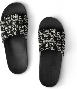 Skull PVC Sandals Men's Women Casual Slippers House Lightweight Loafers Quick Drying Washable Beach Open