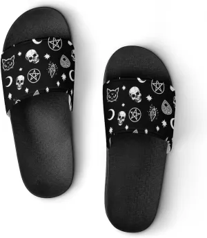Skull PVC Sandals Men's Women Casual Slippers House Lightweight Loafers Quick Drying Washable Beach Open