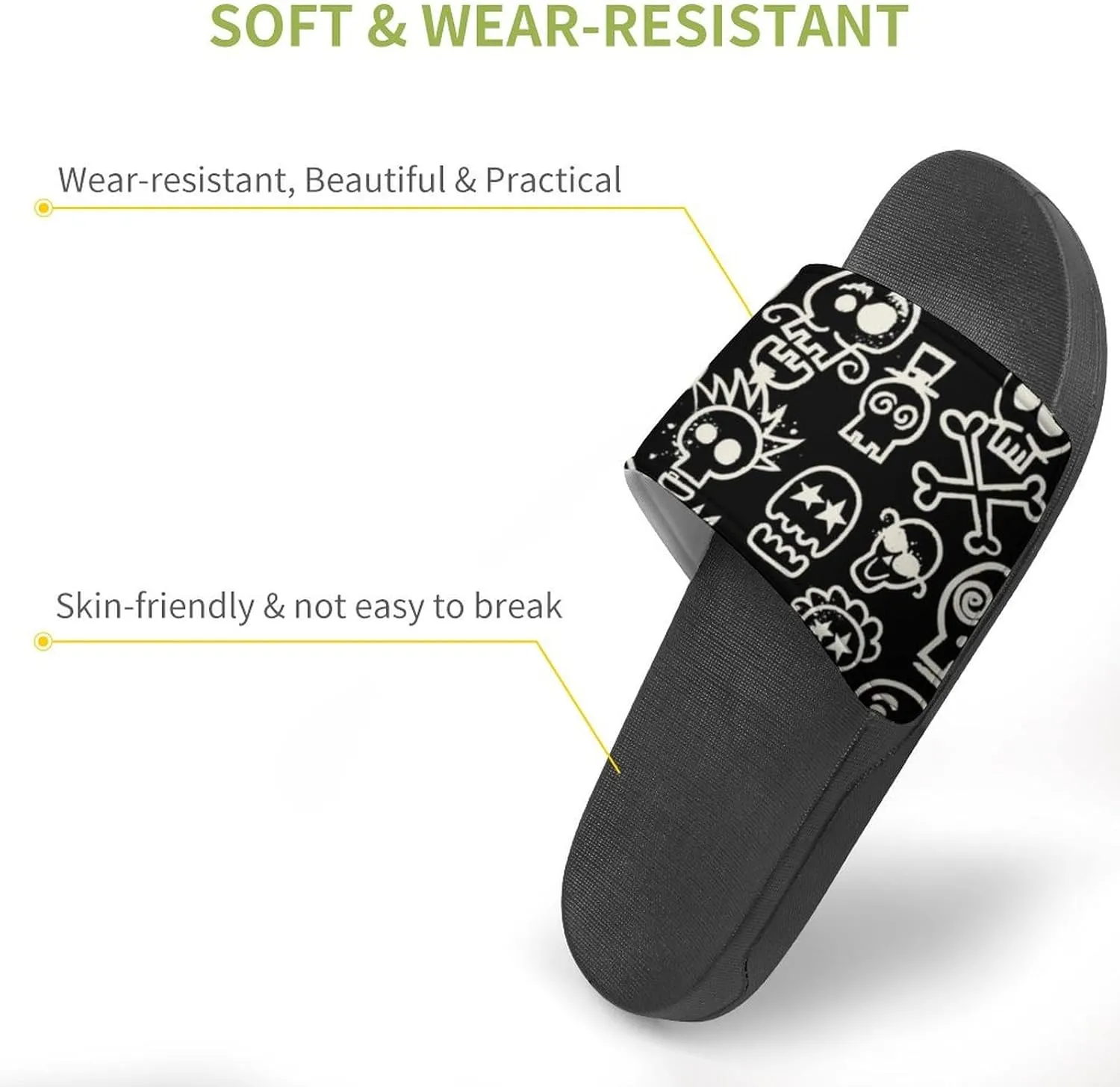 Skull PVC Sandals Men's Women Casual Slippers House Lightweight Loafers Quick Drying Washable Beach Open