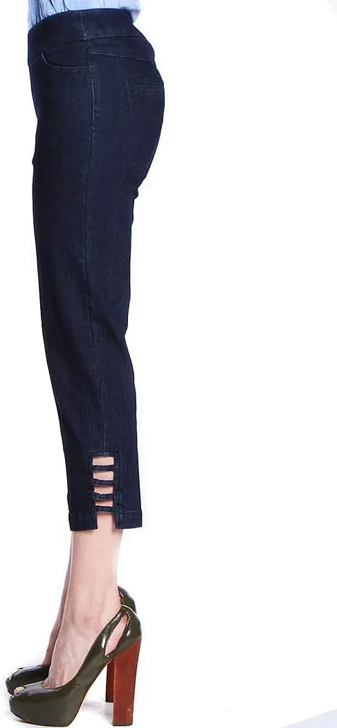 SLIM-SATION Women's Misses Petite Size Pull on Solid Corp with Real Front & Back Pockets & Straps