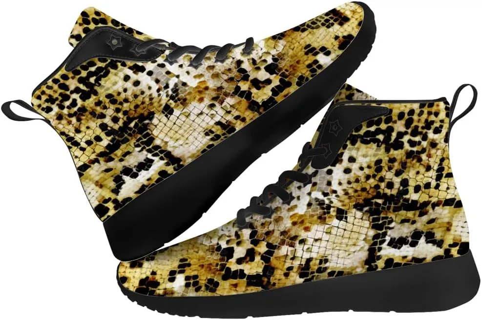 Snake Shoes for Men Women Snake Skin High Top Sneakers High Top Shoes Gifts for Women Men