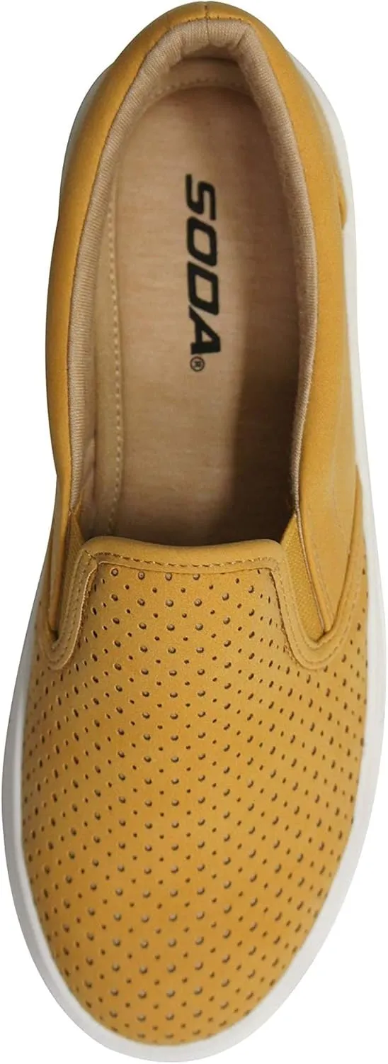 Soda Flat Women Shoes Slip On Loafers Casual Sneakers Memory Foam Insoles Hidden Platform/Flatform Round Toe Croft-G