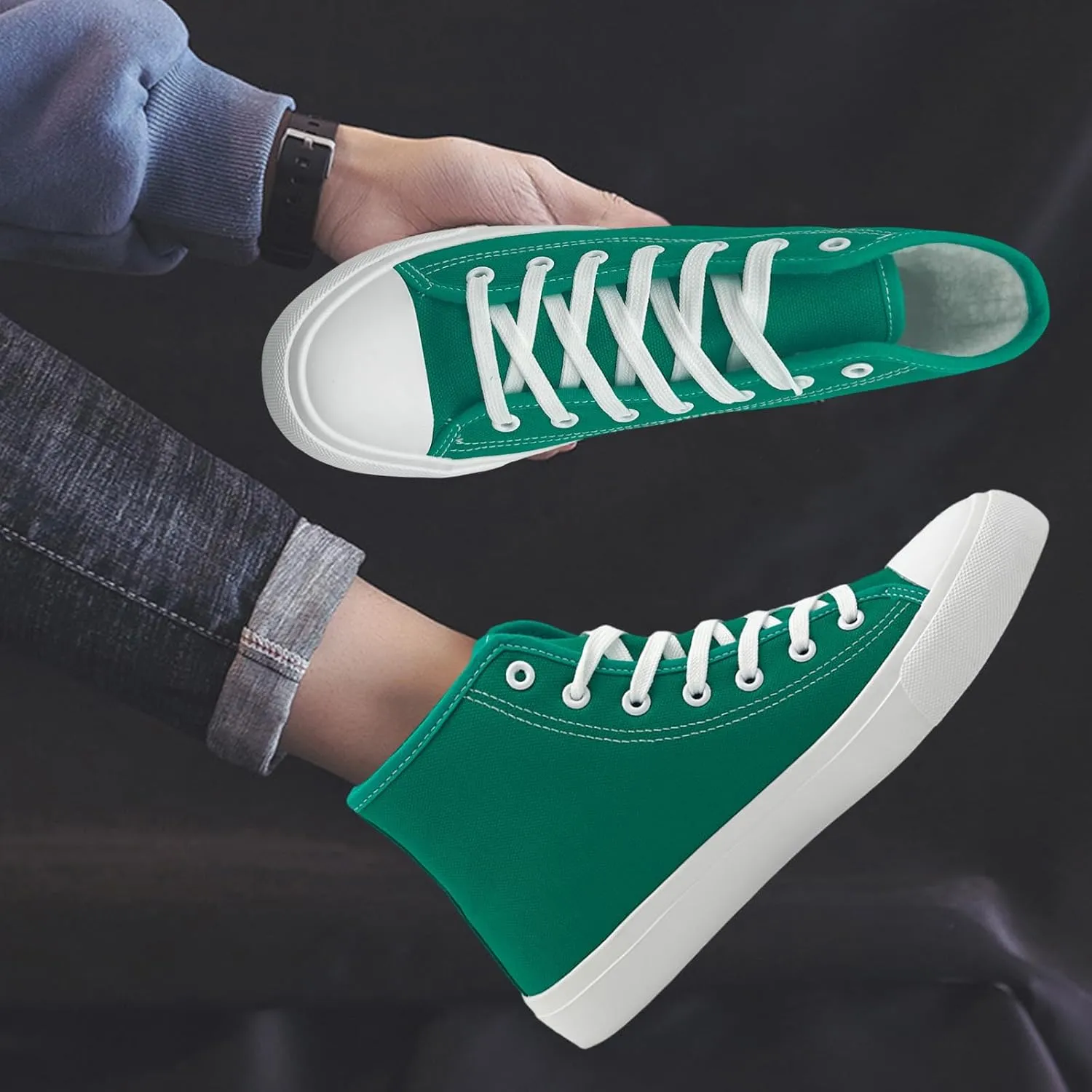 soofylia Womens High Top Canvas Sneakers,Unisex Fashion Lace-up Fuzzy Canvas Shoes,Casual Tennis Walking Shoes for Men