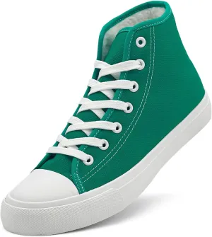 soofylia Womens High Top Canvas Sneakers,Unisex Fashion Lace-up Fuzzy Canvas Shoes,Casual Tennis Walking Shoes for Men