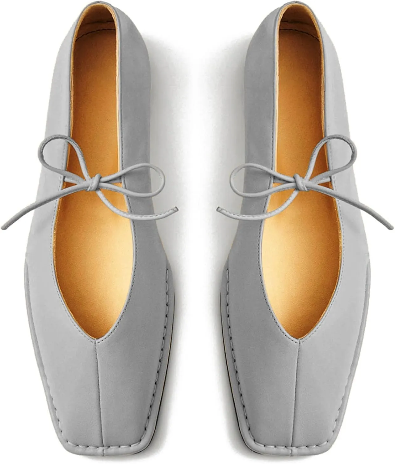 Square Toe Ballet Flats for Women Lace Up Cute Flats Comfortable Ballerina Flats
