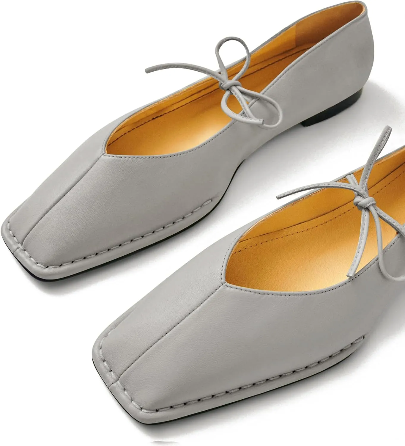 Square Toe Ballet Flats for Women Lace Up Cute Flats Comfortable Ballerina Flats