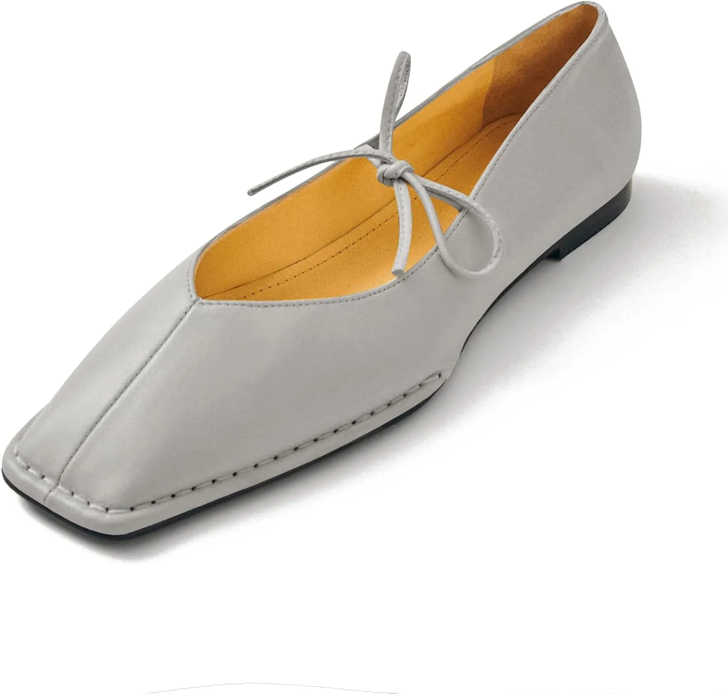 Square Toe Ballet Flats for Women Lace Up Cute Flats Comfortable Ballerina Flats