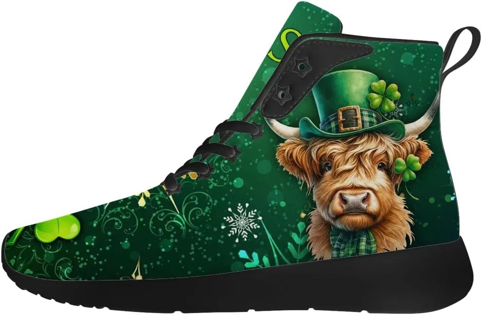 St Patrick's Day Shoes for Men Women Clover High Top Sneakers Shamrock Shoes Gifts for Mom Dad