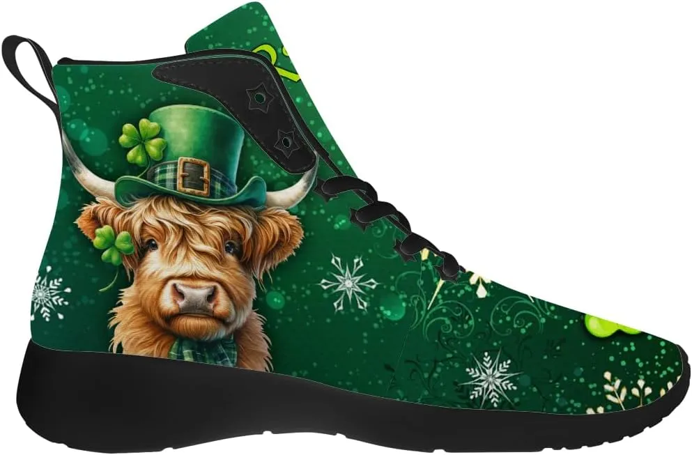 St Patrick's Day Shoes for Men Women Clover High Top Sneakers Shamrock Shoes Gifts for Mom Dad
