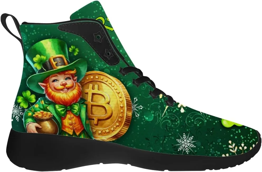 St Patrick's Day Shoes for Men Women Clover High Top Sneakers Shamrock Shoes Gifts for Mom Dad