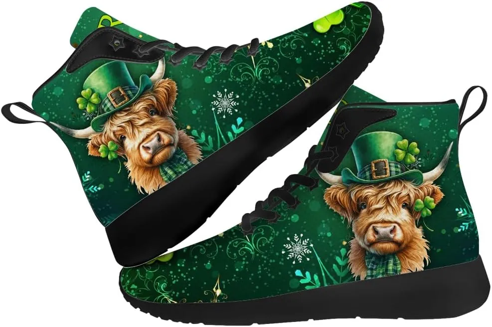 St Patrick's Day Shoes for Men Women Clover High Top Sneakers Shamrock Shoes Gifts for Mom Dad