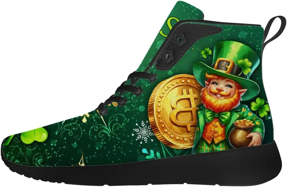 St Patrick's Day Shoes for Men Women Clover High Top Sneakers Shamrock Shoes Gifts for Mom Dad