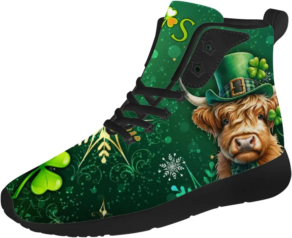 St Patrick's Day Shoes for Men Women Clover High Top Sneakers Shamrock Shoes Gifts for Mom Dad