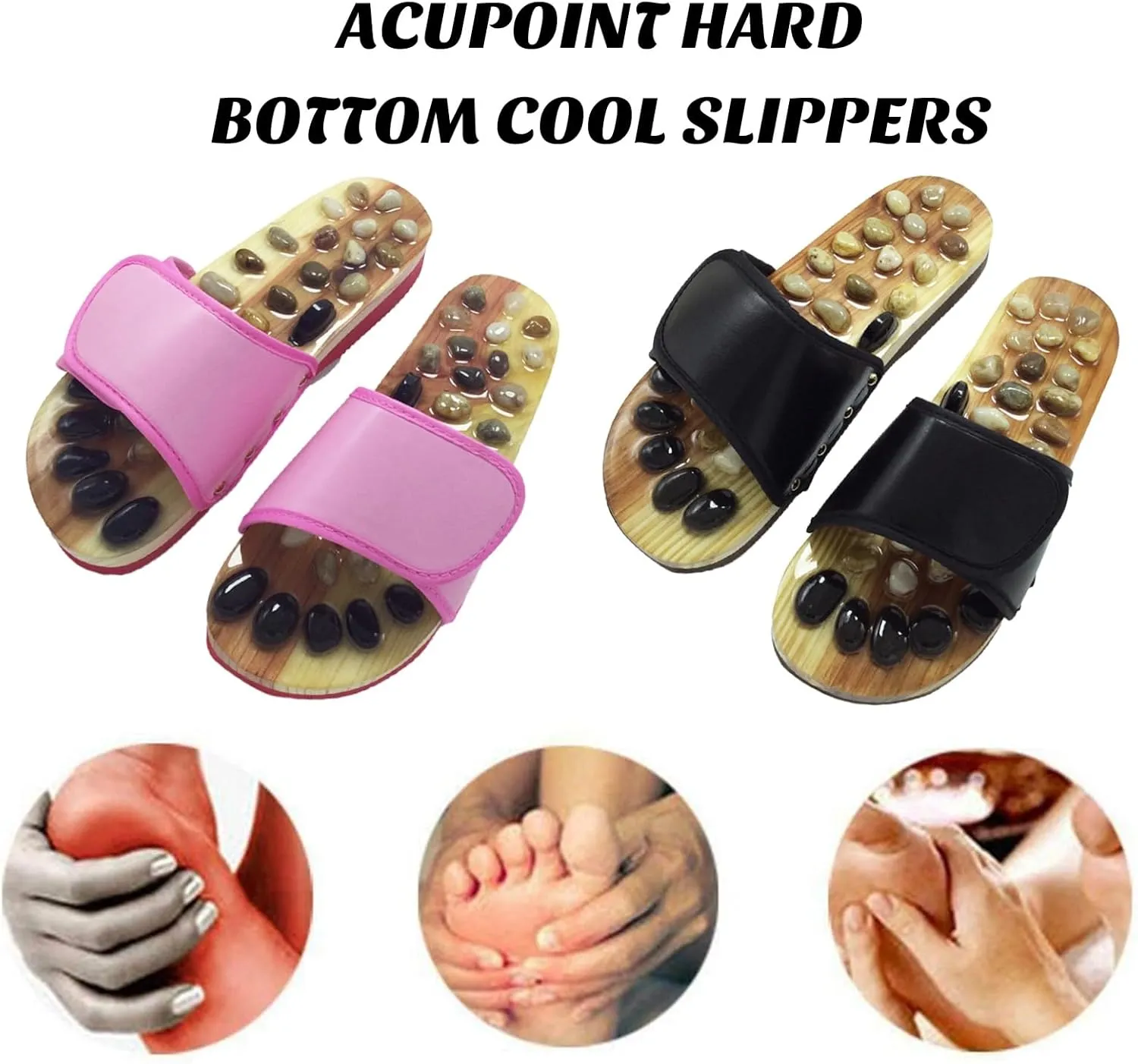 Stone Acupressure Foot Massage Slippers Sandals Reflexology Tools, Acupuncture Massage Slippers Deep Tissue Foot Massager, Therapeutic Reflexology Sandals, Circulation Massage Slippers Pink M