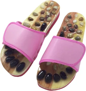 Stone Acupressure Foot Massage Slippers Sandals Reflexology Tools, Acupuncture Massage Slippers Deep Tissue Foot Massager, Therapeutic Reflexology Sandals, Circulation Massage Slippers Pink M