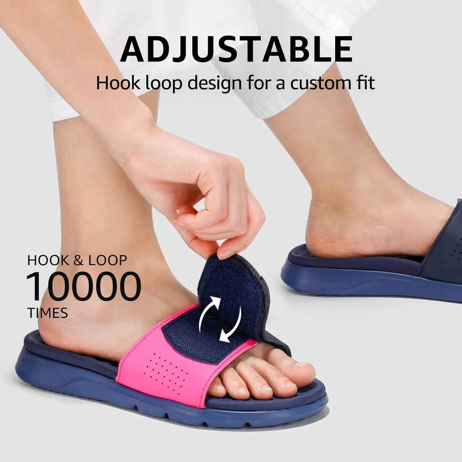 STQ Orthopedic Slides for Women Memory Foam Sandals Arch Support Slide Sandals with Adjustable Hook and Loop