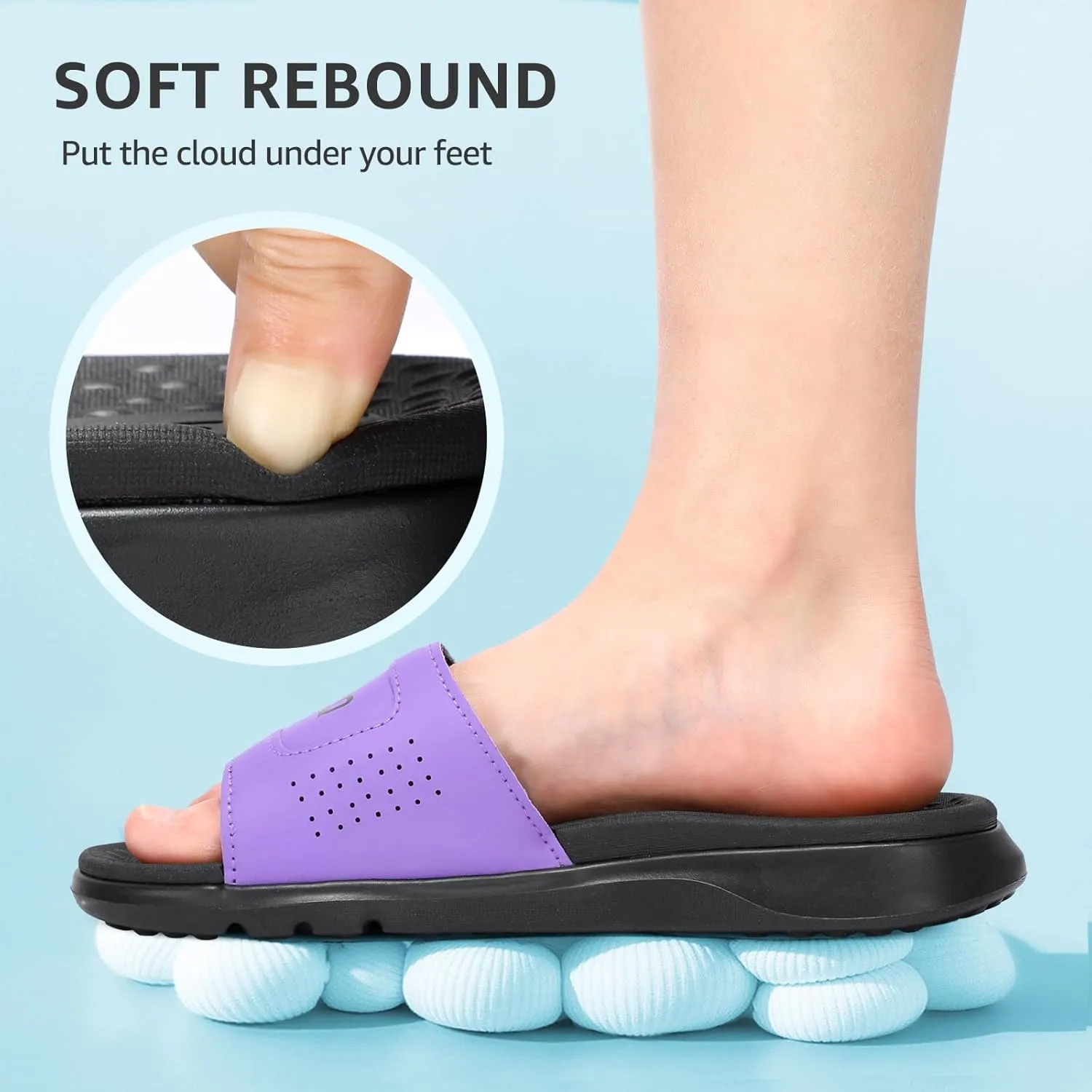 STQ Orthopedic Slides for Women Memory Foam Sandals Arch Support Slide Sandals with Adjustable Hook and Loop