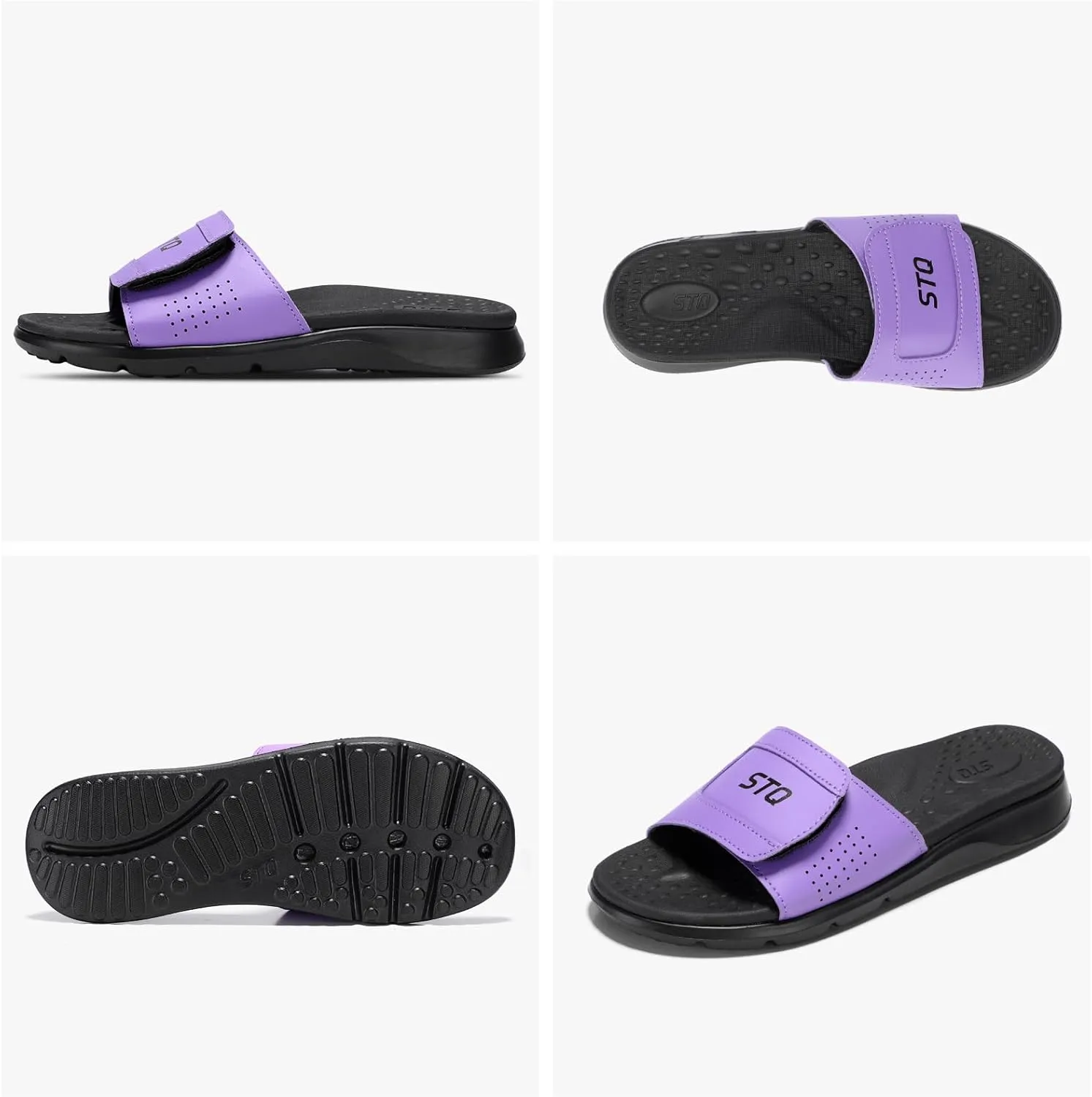 STQ Orthopedic Slides for Women Memory Foam Sandals Arch Support Slide Sandals with Adjustable Hook and Loop
