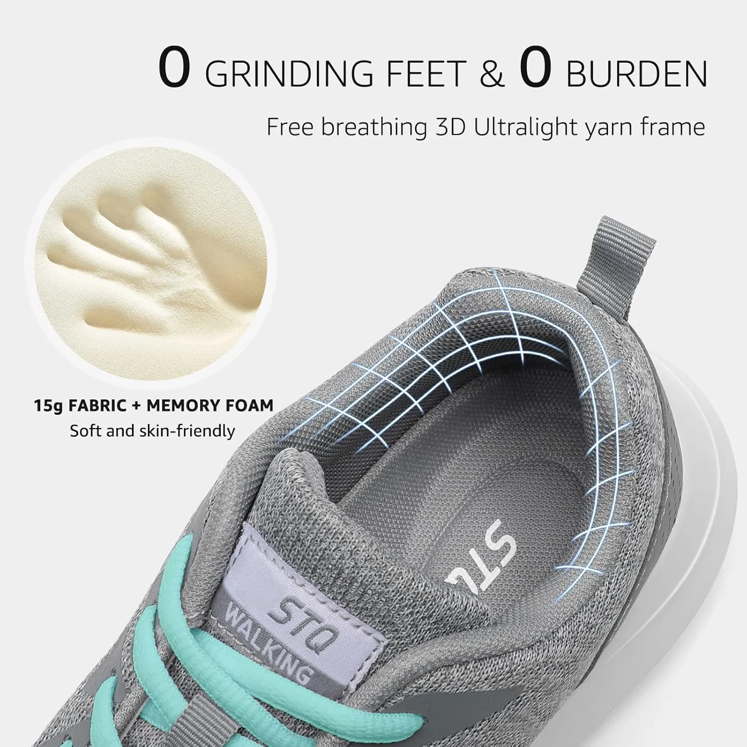 STQ Womens Water Resistant Walking Shoes with Arch Support Athletic Tennis Sneakers
