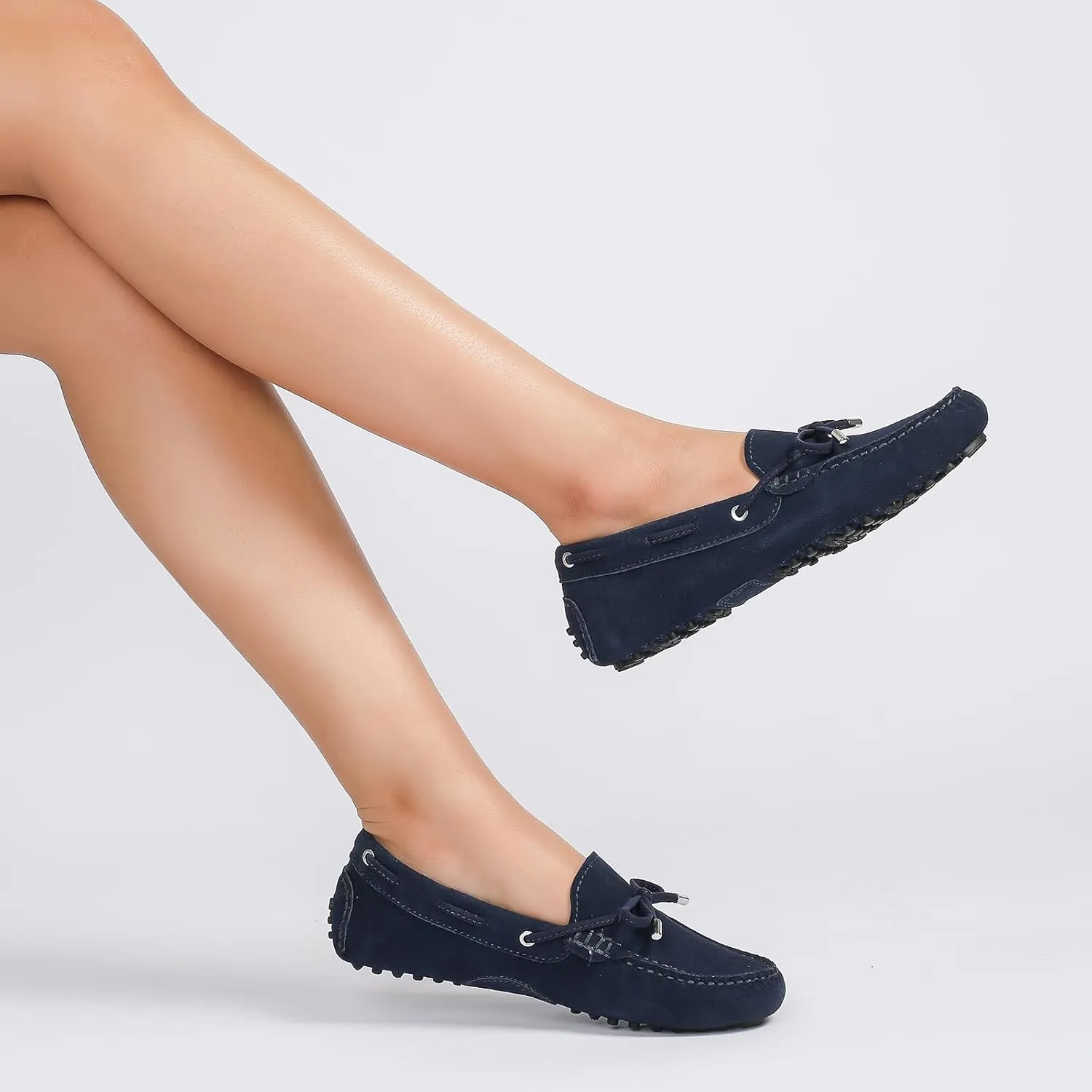 Stratuxx Kaze Women's Penny Loafers Driving Moccasins Comfort Boat Shoes Cow Suede Casual Slip-On Loafers