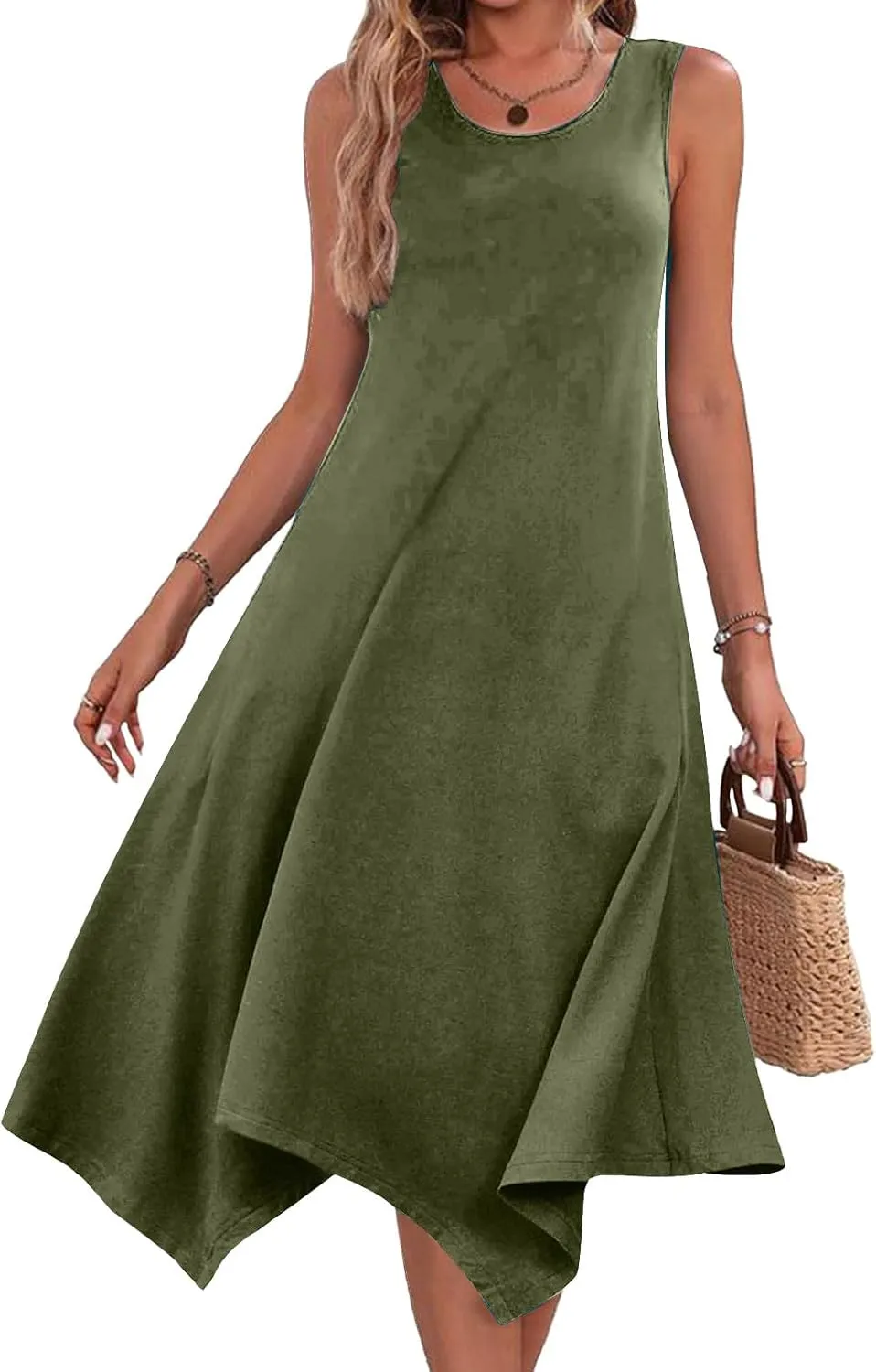 Summer Beach Dresses for Women 2024 Trendy Sleeveless Flowy Long Maxi Tank Dress Casual Loose Sundresses