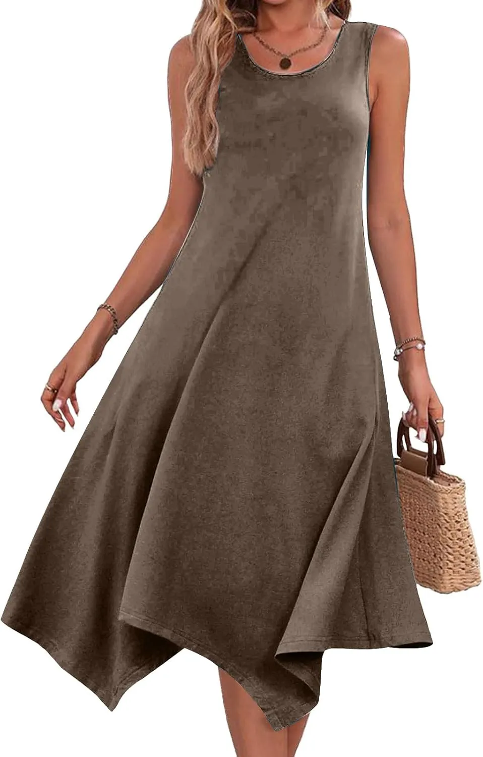 Summer Beach Dresses for Women 2024 Trendy Sleeveless Flowy Long Maxi Tank Dress Casual Loose Sundresses