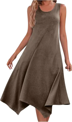Summer Beach Dresses for Women 2024 Trendy Sleeveless Flowy Long Maxi Tank Dress Casual Loose Sundresses
