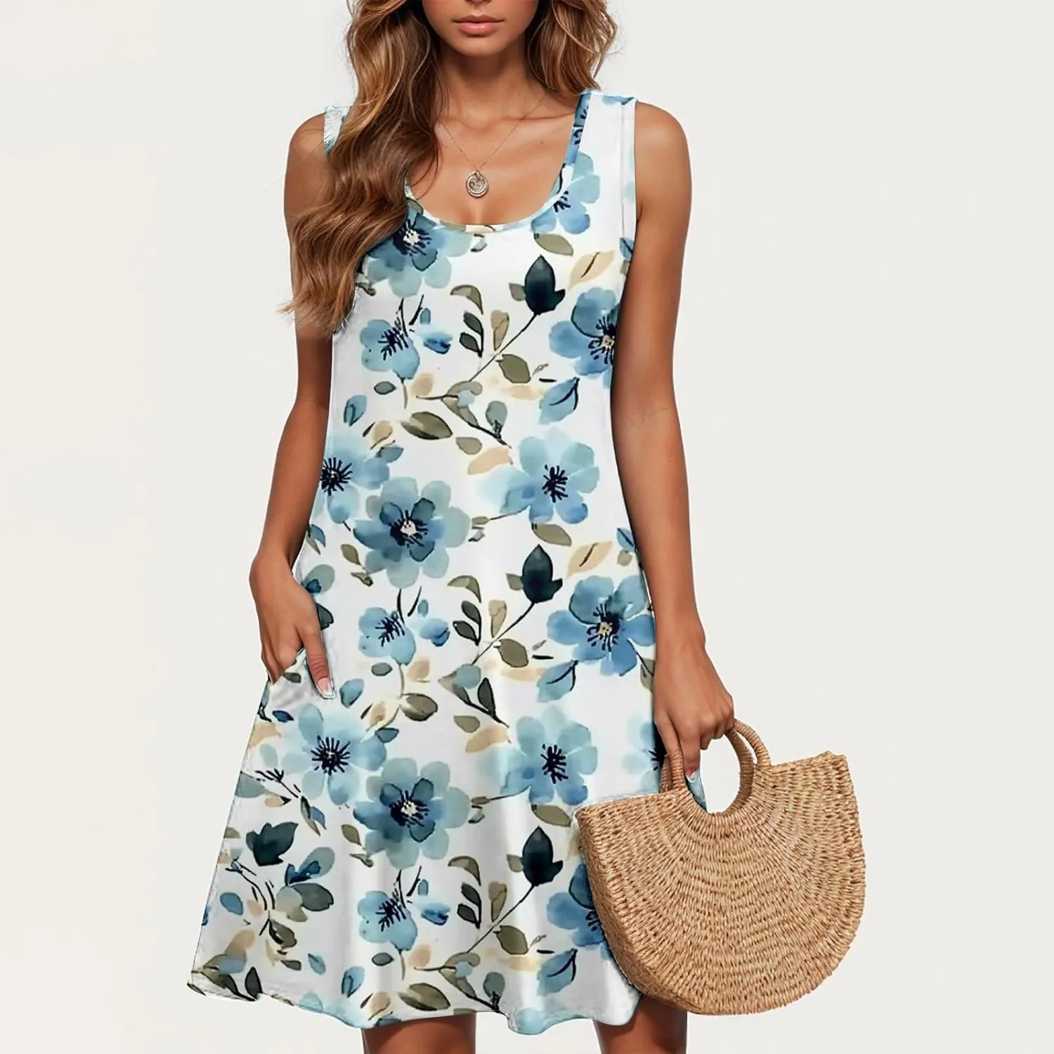 Summer Dresses for Women Trendy 2025 Loose Flowy Mini Tank Dress Boho Floral a Line Sundress Beach Vacation Outfits
