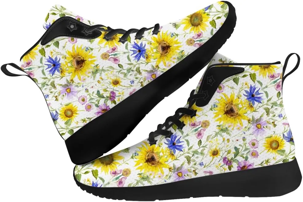 Sunflower Shoes for Men Women High Top Sneakers Casual Shoes Gifts for Girlfriend Boyfriend
