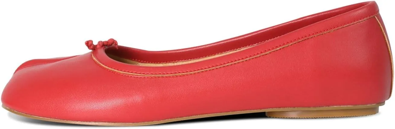 Tabi Ballet Flats Shoes for Women Rounde Toe Wide Width Split Toe Low Heel Comfortable Flats Shoes