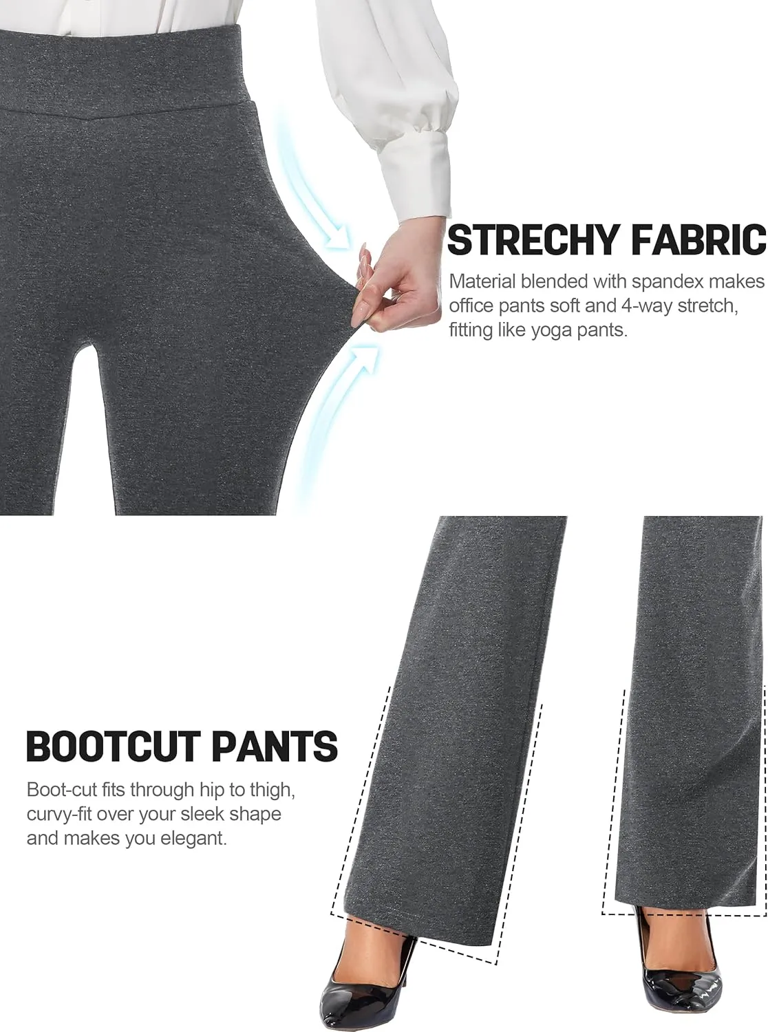 Tapata Women Dress Pants 28"/30"/32"/34" High Waist Stretchy Bootcut Pants Tall, Petite, Regular for Office Business Casual