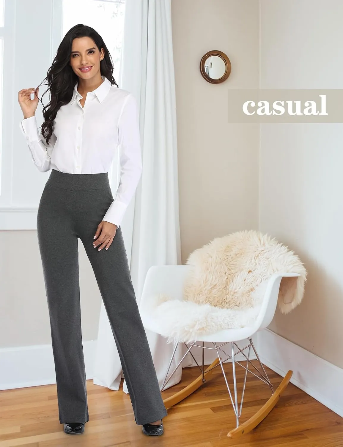 Tapata Women Dress Pants 28"/30"/32"/34" High Waist Stretchy Bootcut Pants Tall, Petite, Regular for Office Business Casual