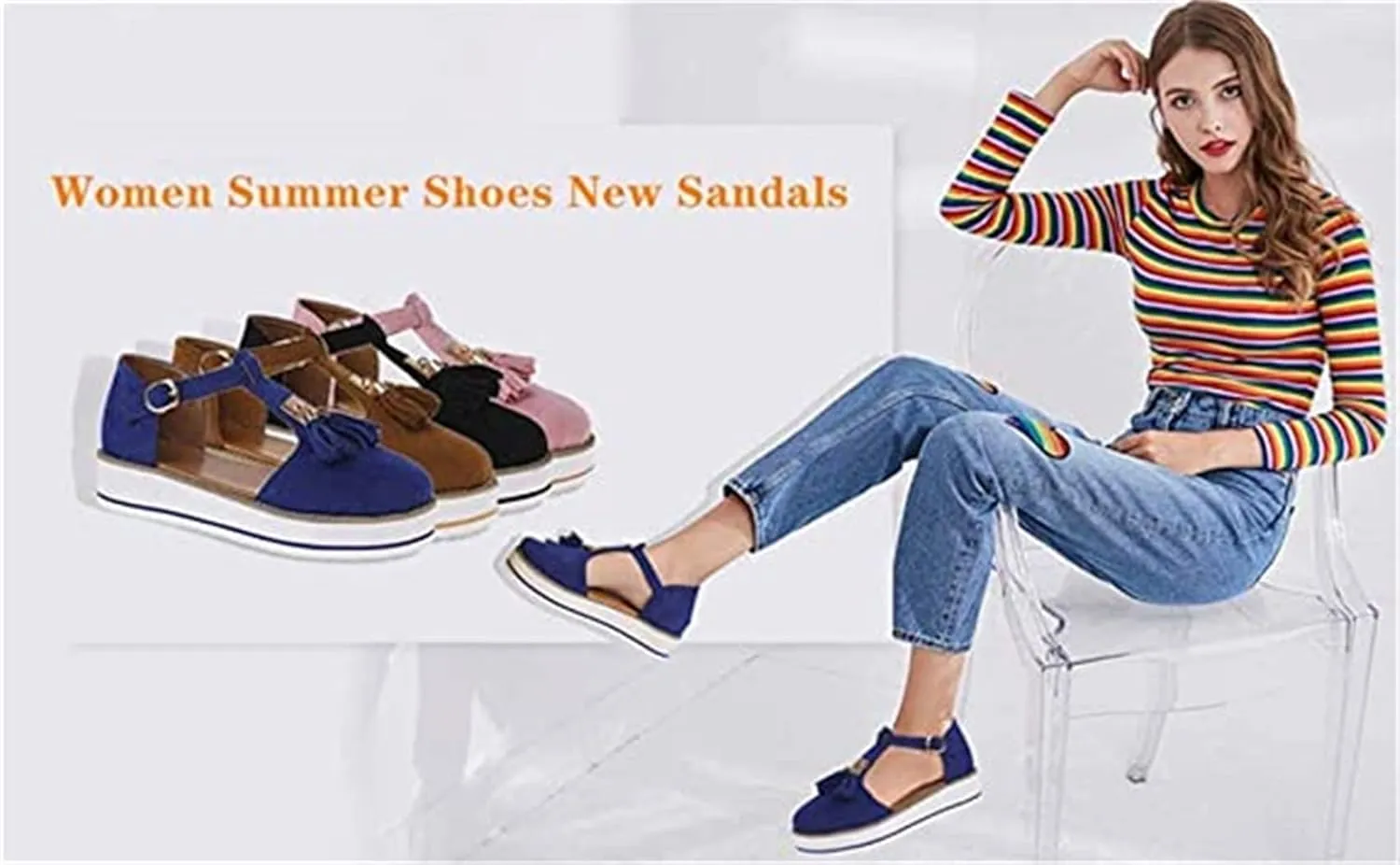 Tassel Sandals for Women Retro Bohemian Gladiator Fringe Casual Sandals Flat Clip Toe Ankle Boots Beach Shoes T-Strap Roman Open-Toe Sandals,Brown,US8/EU40