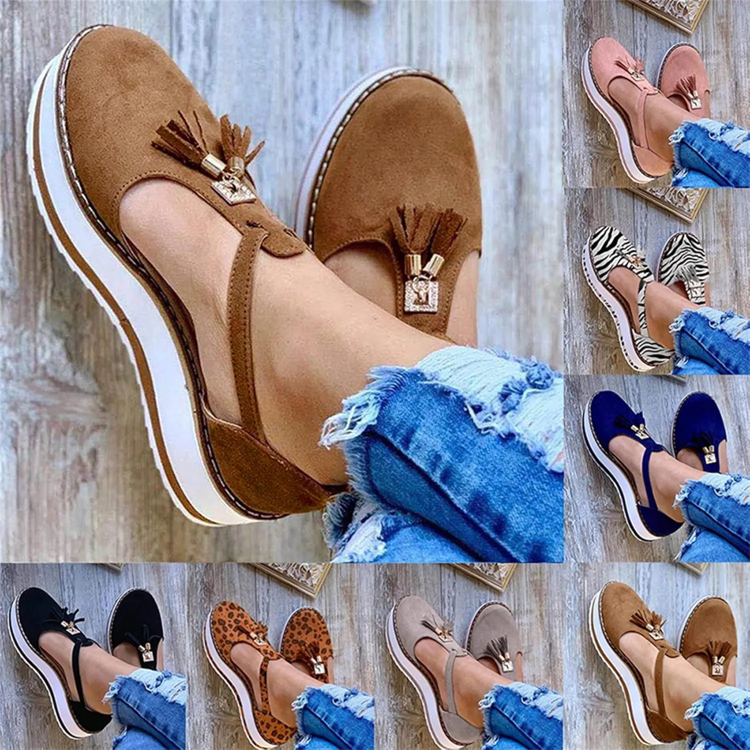 Tassel Sandals for Women Retro Bohemian Gladiator Fringe Casual Sandals Flat Clip Toe Ankle Boots Beach Shoes T-Strap Roman Open-Toe Sandals,Brown,US8/EU40